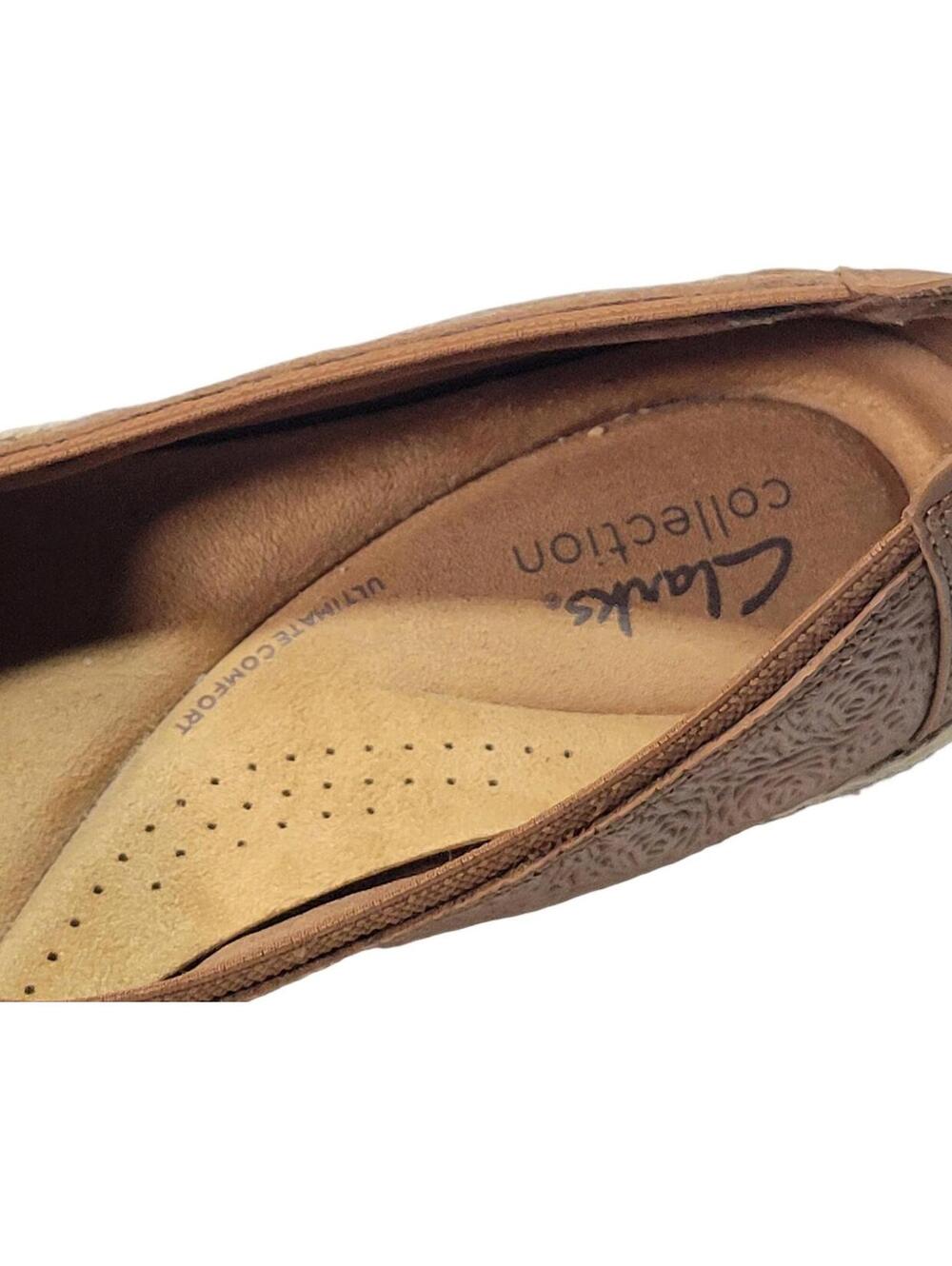 Clarks Originals Womens Elaina Rae Tan Camel Leather Ballet Flats Size 8.5 M - Picture 11 of 16